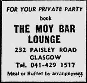 The Moy Bar advert 1975